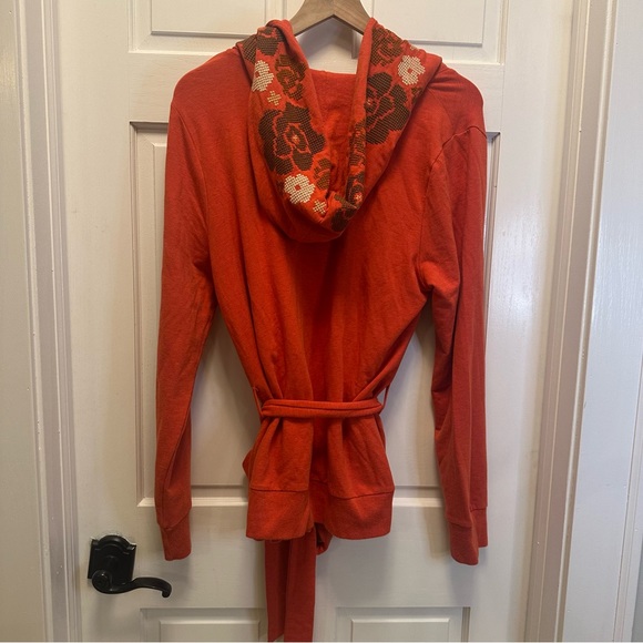 Anthropologie Orange Flower Embroidered Hooded Cardigan - Picture 3 of 8